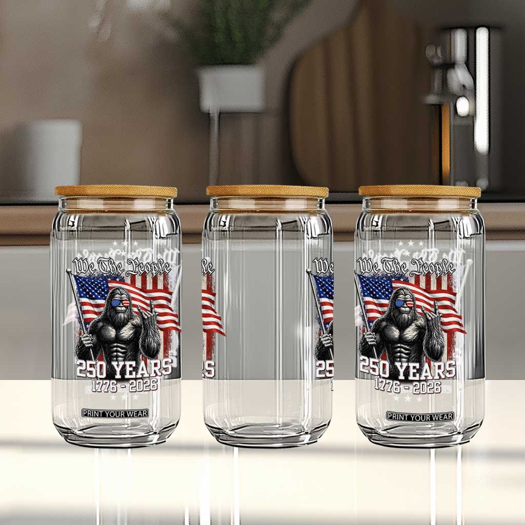 250th Anniversary USA Bigfoot Glass Can Sasquatch 250 Years Independence