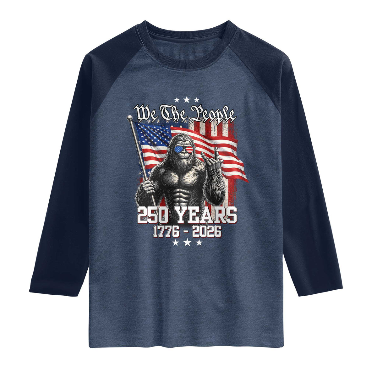 250th Anniversary USA Bigfoot Raglan Shirt Sasquatch 250 Years Independence