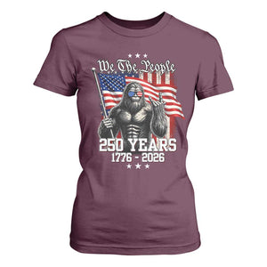 250th Anniversary USA Bigfoot T Shirt For Women Sasquatch 250 Years Independence TS11 Maroon Print Your Wear