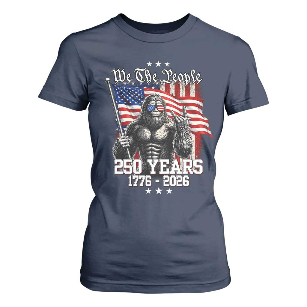 250th Anniversary USA Bigfoot T Shirt For Women Sasquatch 250 Years Independence TS11 Navy Print Your Wear
