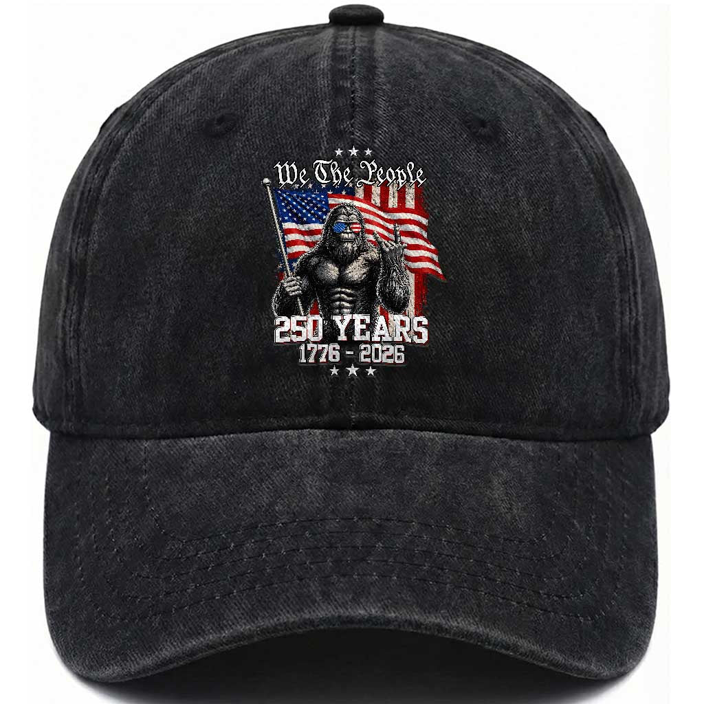 250th Anniversary USA Bigfoot Washed Cotton Baseball Cap Sasquatch 250 Years Independence TS11 Print Your Wear