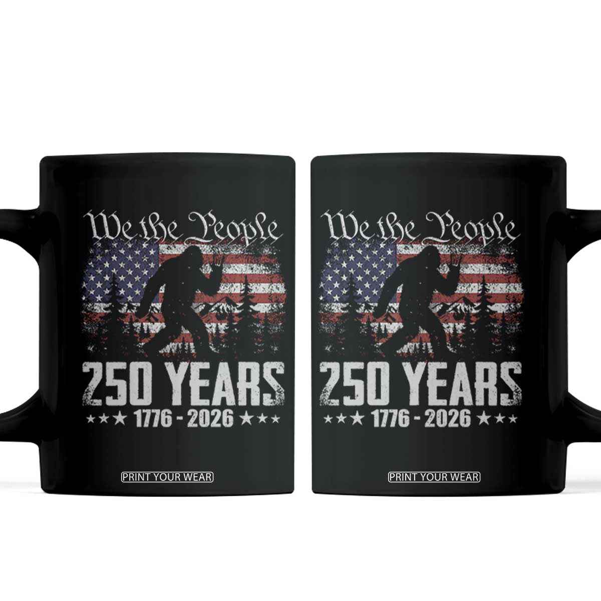 Bigfoot 250 Years American Flag Patriotic 1776 2026 Coffee Mug
