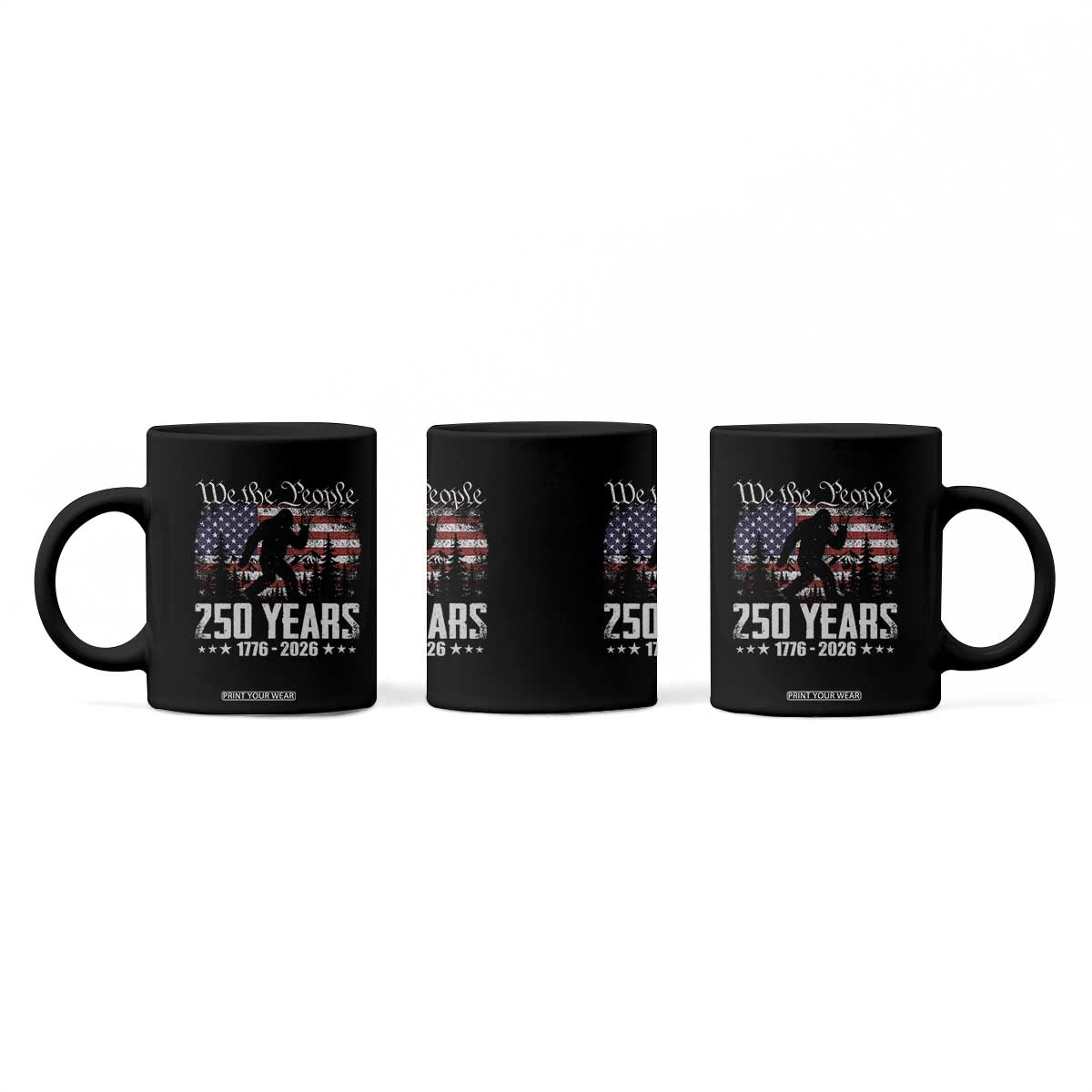 Bigfoot 250 Years American Flag Patriotic 1776 2026 Coffee Mug