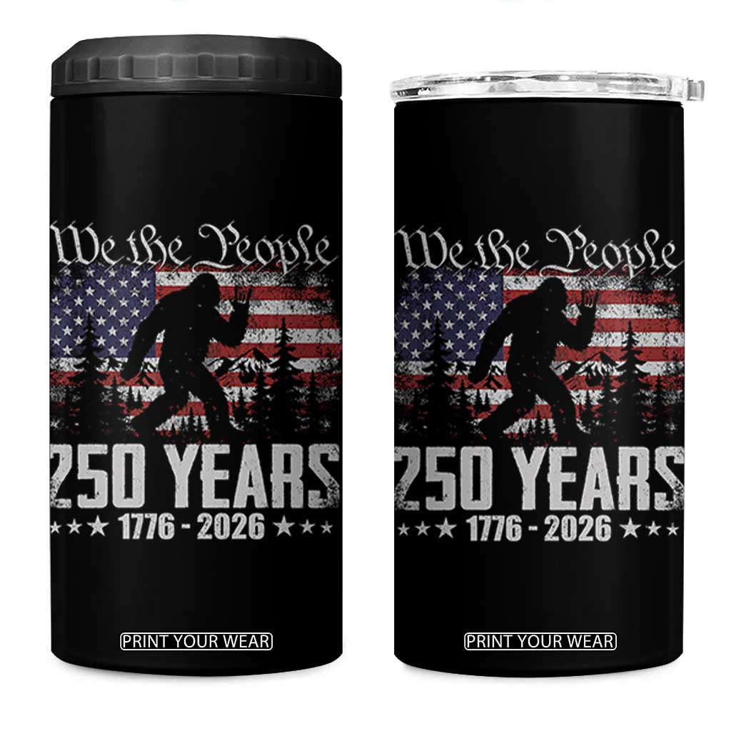 Bigfoot 250 Years American Flag Patriotic 1776 2026 4 in 1 Can Cooler Tumbler
