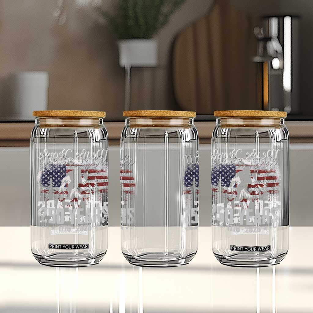 Bigfoot 250 Years American Flag Patriotic 1776 2026 Glass Can