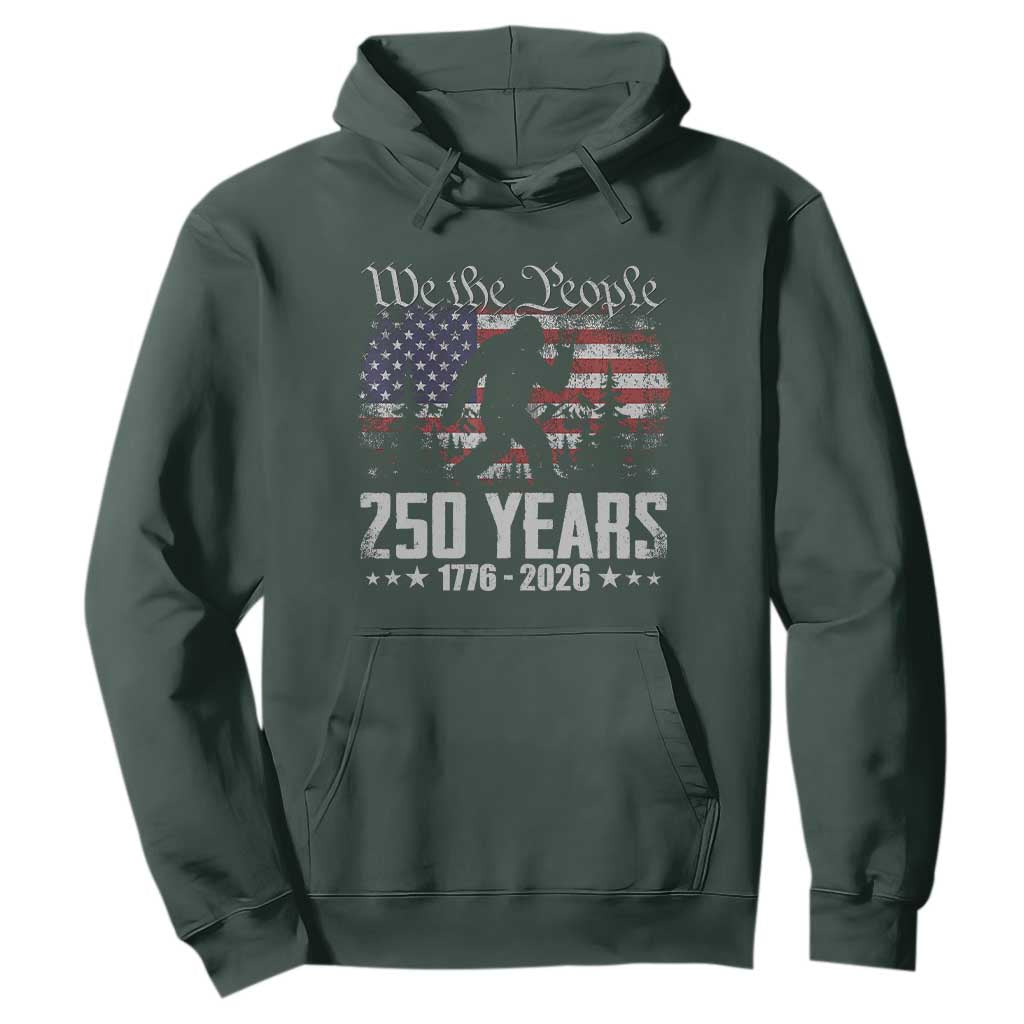 Bigfoot 250 Years American Flag Patriotic 1776 2026 Hoodie TS11 Dark Forest Green Print Your Wear