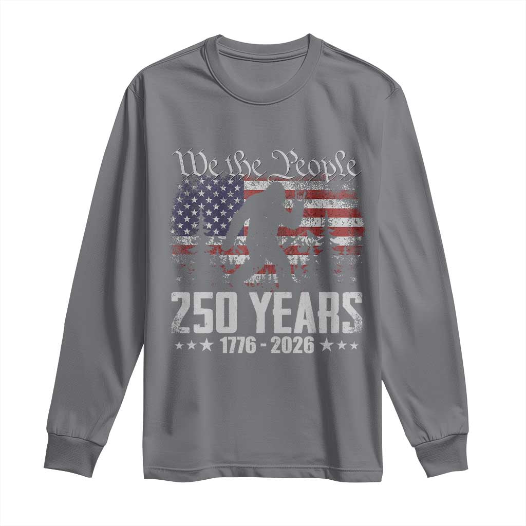 Bigfoot 250 Years American Flag Patriotic 1776 2026 Long Sleeve Shirt TS11 Charcoal Print Your Wear