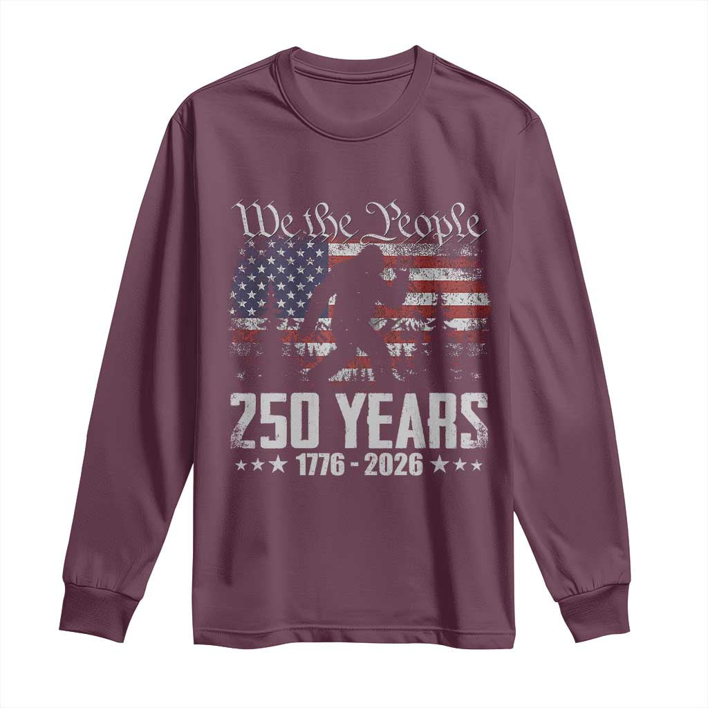 Bigfoot 250 Years American Flag Patriotic 1776 2026 Long Sleeve Shirt TS11 Maroon Print Your Wear