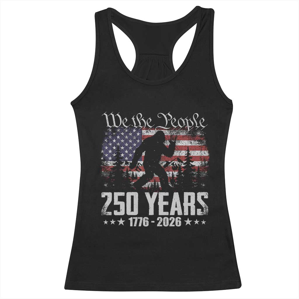 Bigfoot 250 Years American Flag Patriotic 1776 2026 Racerback Tank Top TS11 Black Print Your Wear