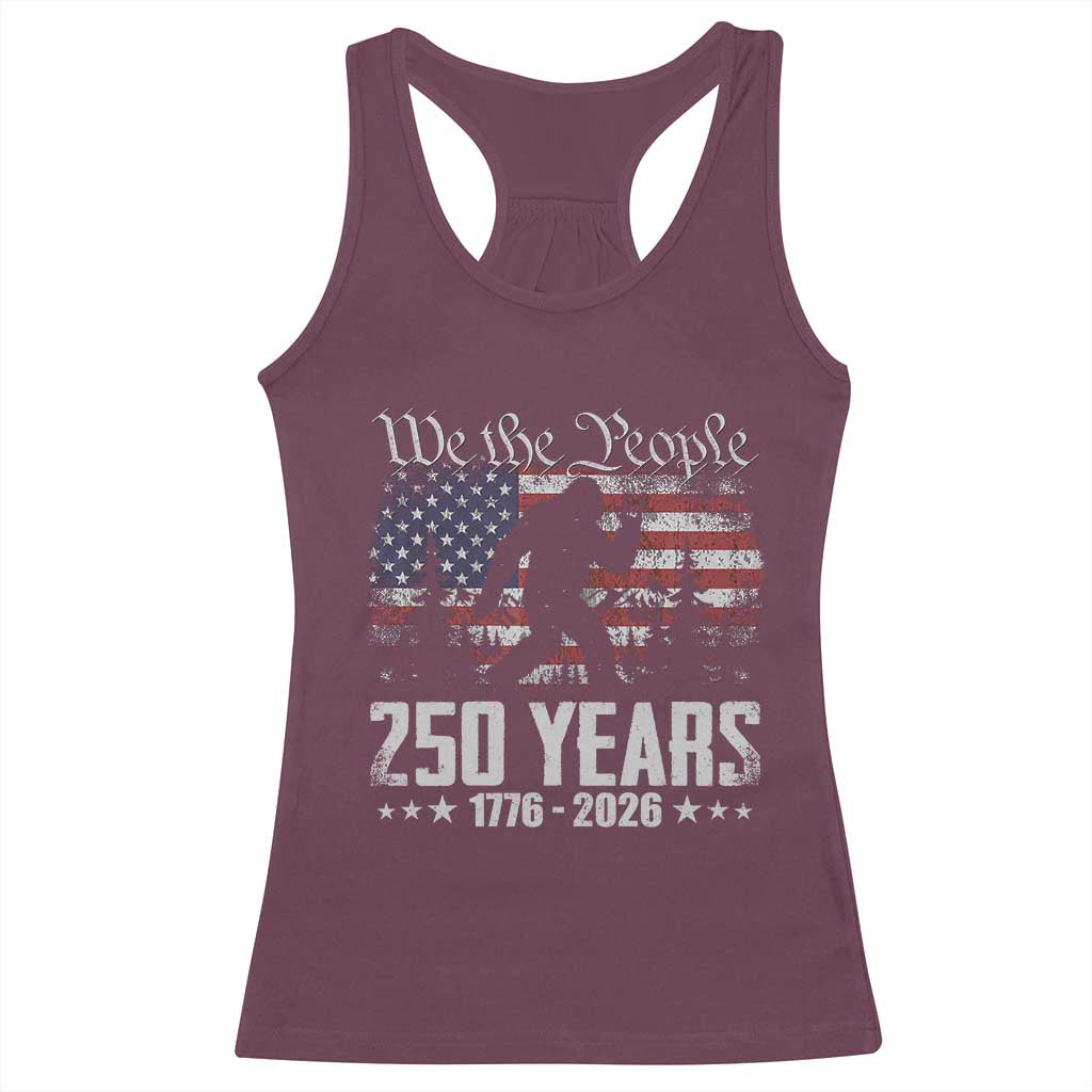 Bigfoot 250 Years American Flag Patriotic 1776 2026 Racerback Tank Top
