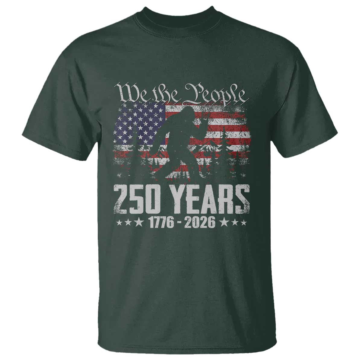 Bigfoot 250 Years American Flag Patriotic 1776 2026 T Shirt