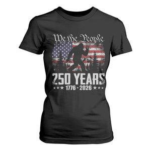 Bigfoot 250 Years American Flag Patriotic 1776 2026 T Shirt For Women