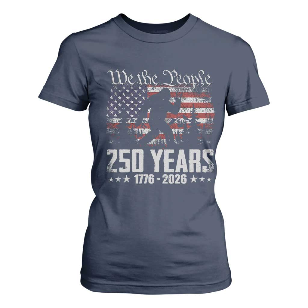 Bigfoot 250 Years American Flag Patriotic 1776 2026 T Shirt For Women