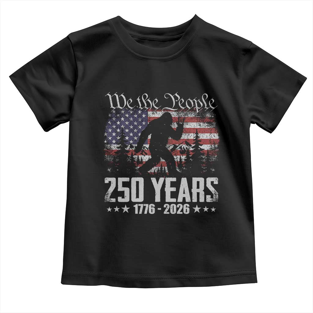 Bigfoot 250 Years American Flag Patriotic 1776 2026 Toddler T Shirt TS11 Black Print Your Wear