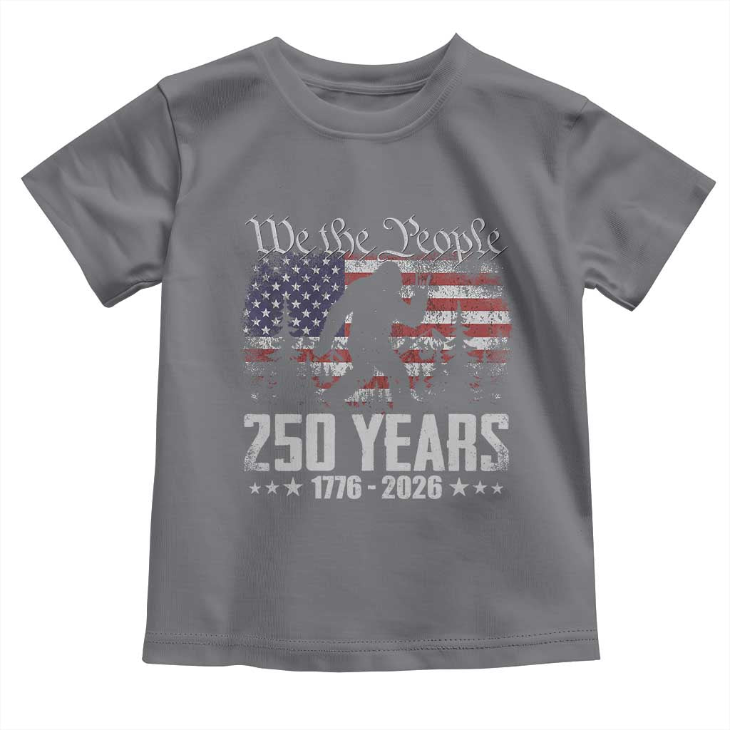 Bigfoot 250 Years American Flag Patriotic 1776 2026 Toddler T Shirt TS11 Charcoal Print Your Wear