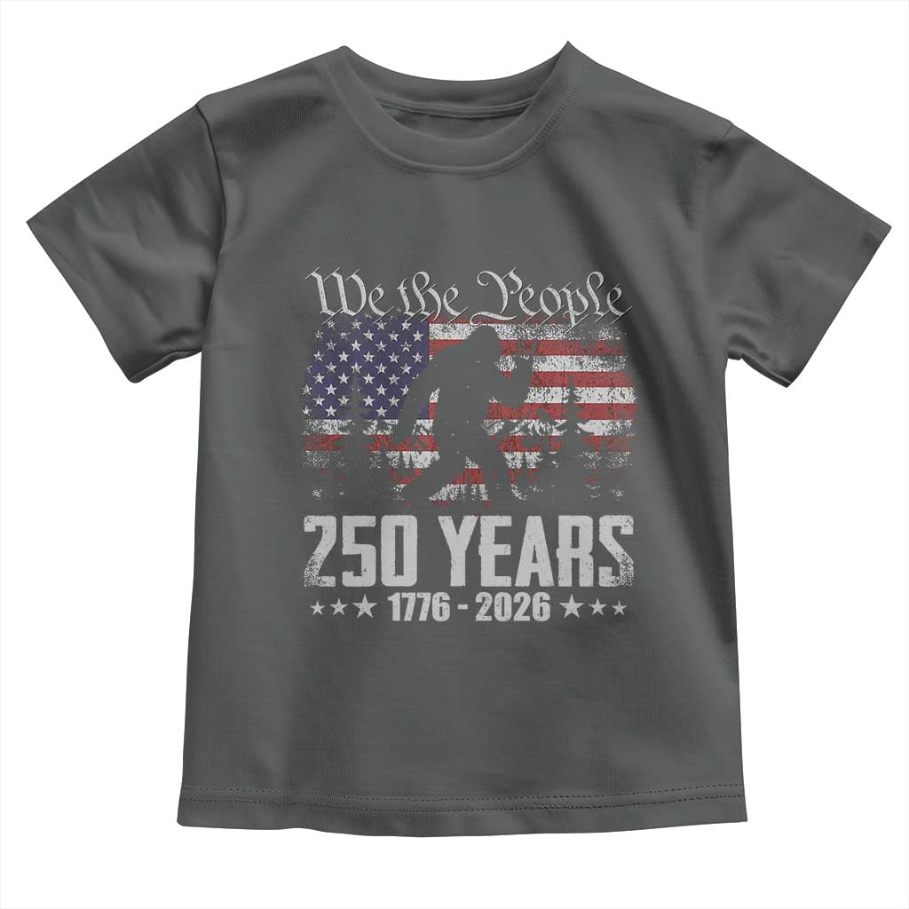 Bigfoot 250 Years American Flag Patriotic 1776 2026 Toddler T Shirt TS11 Dark Heather Print Your Wear
