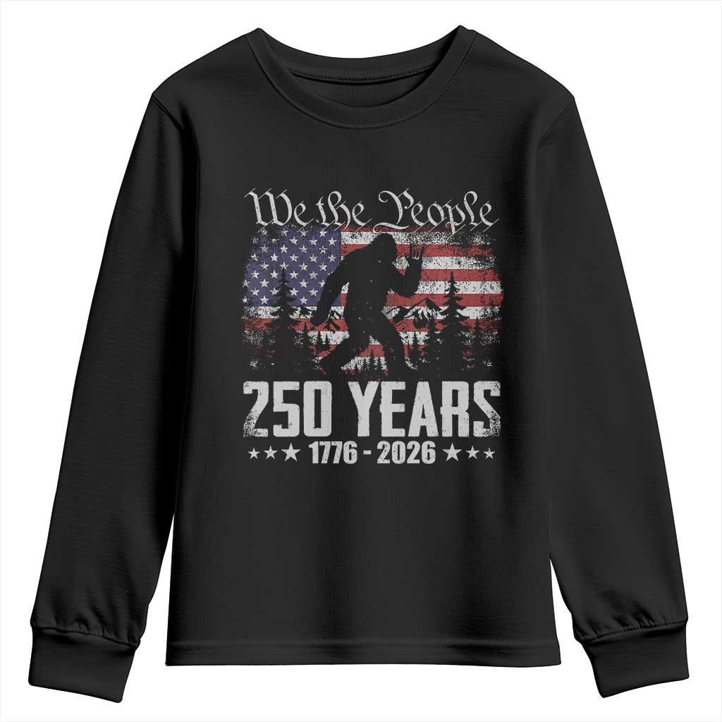 Bigfoot 250 Years American Flag Patriotic 1776 2026 Youth Sweatshirt TS11 Black Print Your Wear