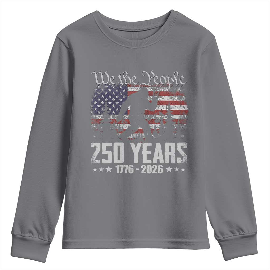 Bigfoot 250 Years American Flag Patriotic 1776 2026 Youth Sweatshirt