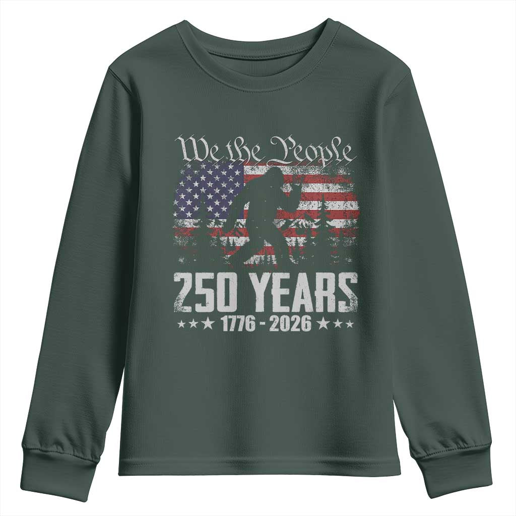 Bigfoot 250 Years American Flag Patriotic 1776 2026 Youth Sweatshirt