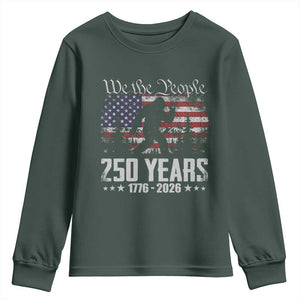 Bigfoot 250 Years American Flag Patriotic 1776 2026 Youth Sweatshirt