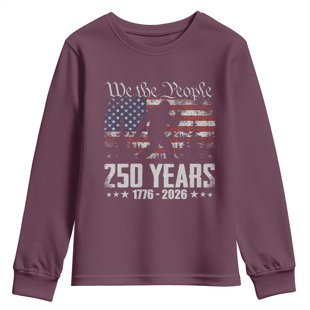 Bigfoot 250 Years American Flag Patriotic 1776 2026 Youth Sweatshirt