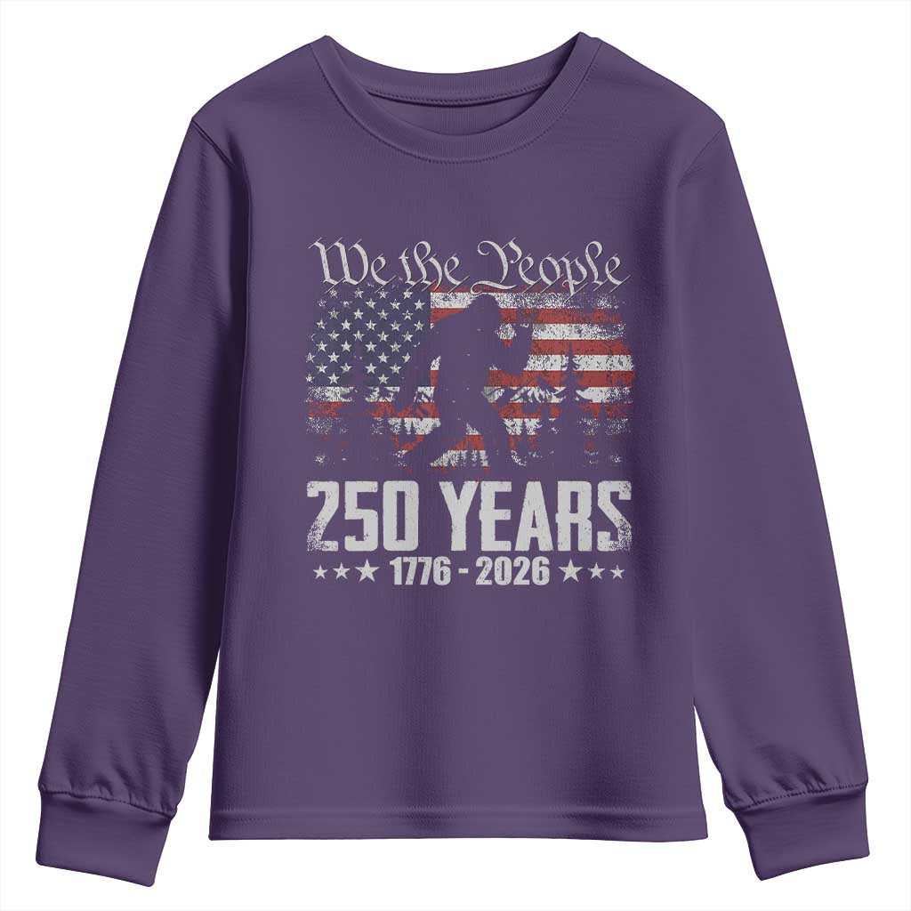 Bigfoot 250 Years American Flag Patriotic 1776 2026 Youth Sweatshirt