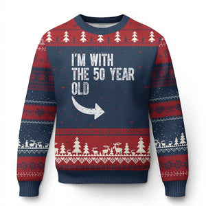 I'm With The 50 Year Old Matching Ugly Christmas Sweater Turning 50 Funny 50th Birthday