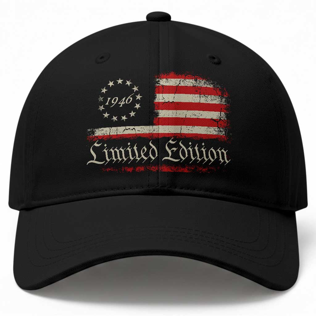 80th Birthday 1946 Limited Edition Baseball Cap Gifts for 80 Years Old Vintage American Flag TS11 Print Your Wear
