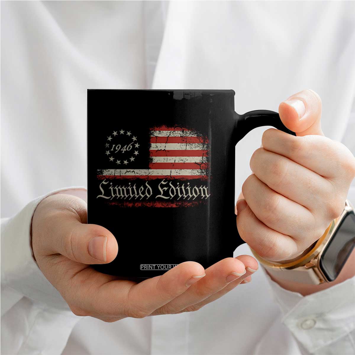 80th Birthday 1946 Limited Edition Coffee Mug Gifts for 80 Years Old Vintage American Flag