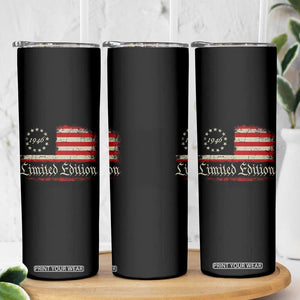 80th Birthday 1946 Limited Edition Skinny Tumbler Gifts for 80 Years Old Vintage American Flag