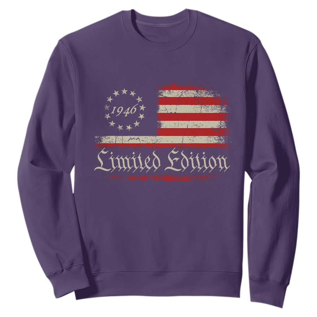 80th Birthday 1946 Limited Edition Sweatshirt Gifts for 80 Years Old Vintage American Flag
