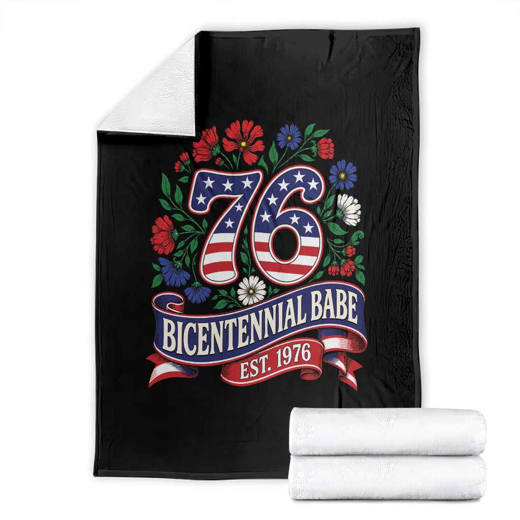 Bicentennial Babe 50th Birthday Throw Blanket Vintage 1976 Retro USA Floral