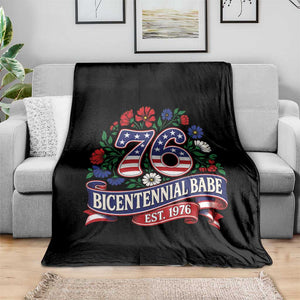 Bicentennial Babe 50th Birthday Throw Blanket Vintage 1976 Retro USA Floral