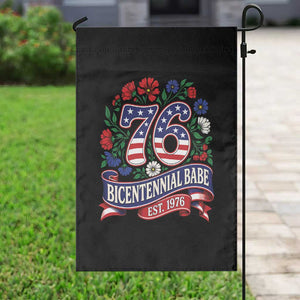 Bicentennial Babe 50th Birthday Garden Flag Vintage 1976 Retro USA Floral