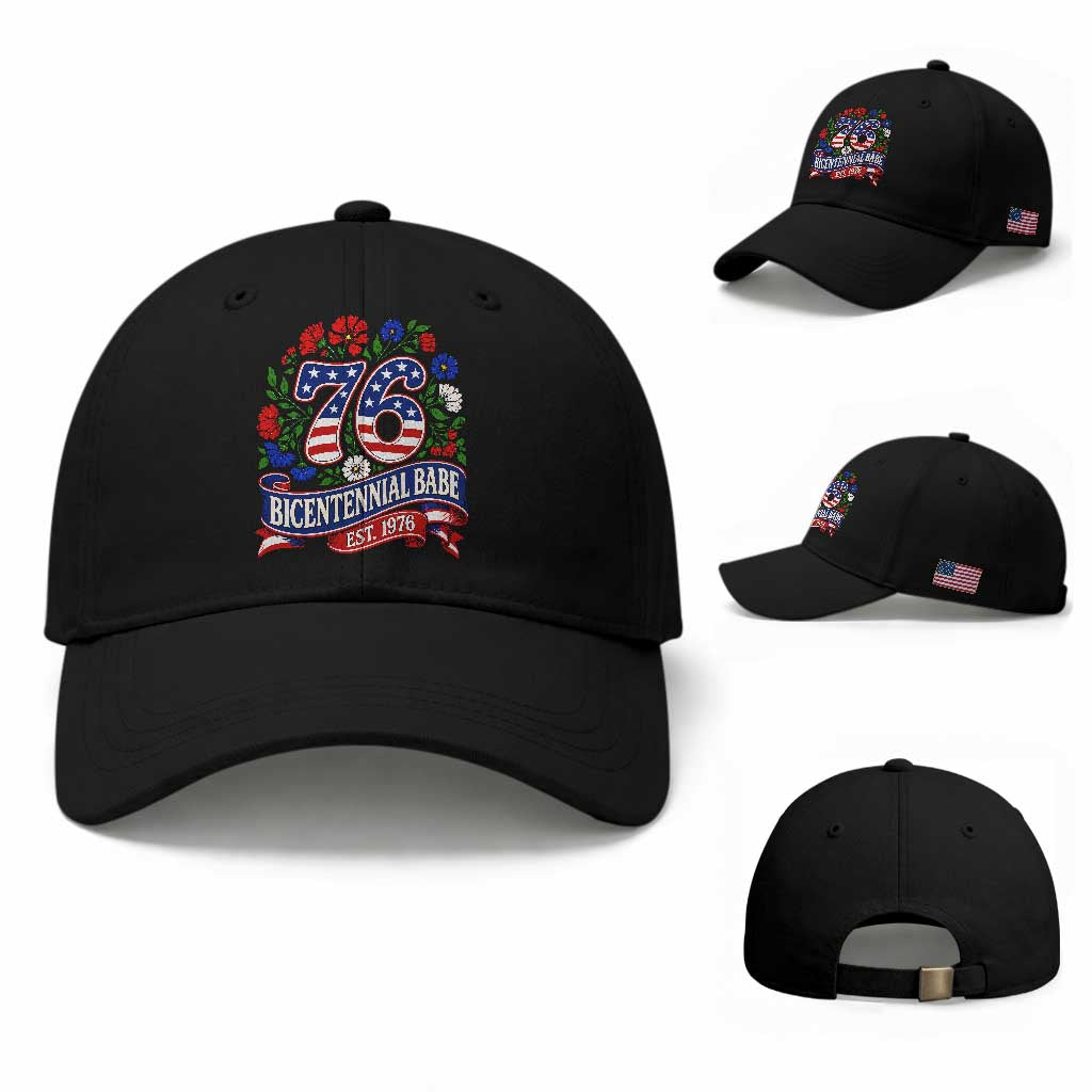 Bicentennial Babe 50th Birthday Baseball Cap Vintage 1976 Retro USA Floral