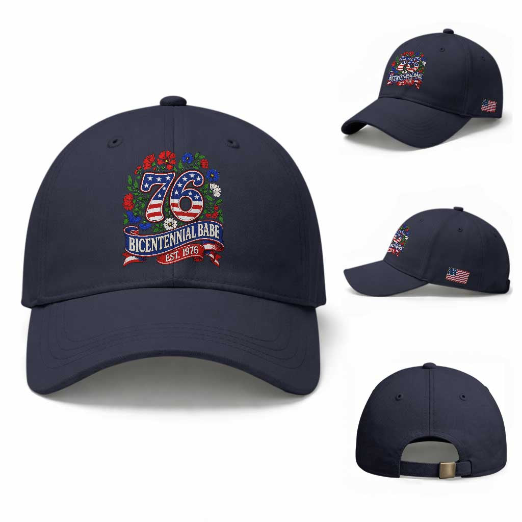 Bicentennial Babe 50th Birthday Baseball Cap Vintage 1976 Retro USA Floral