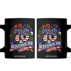 Bicentennial Babe 50th Birthday Coffee Mug Vintage 1976 Retro USA Floral