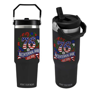 Bicentennial Babe 50th Birthday Flip Straw Tumbler Vintage 1976 Retro USA Floral