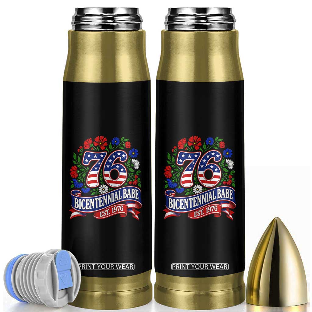 Bicentennial Babe 50th Birthday Bullet Tumbler Vintage 1976 Retro USA Floral TS11 Black Print Your Wear