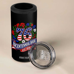 Bicentennial Babe 50th Birthday 4 in 1 Can Cooler Tumbler Vintage 1976 Retro USA Floral