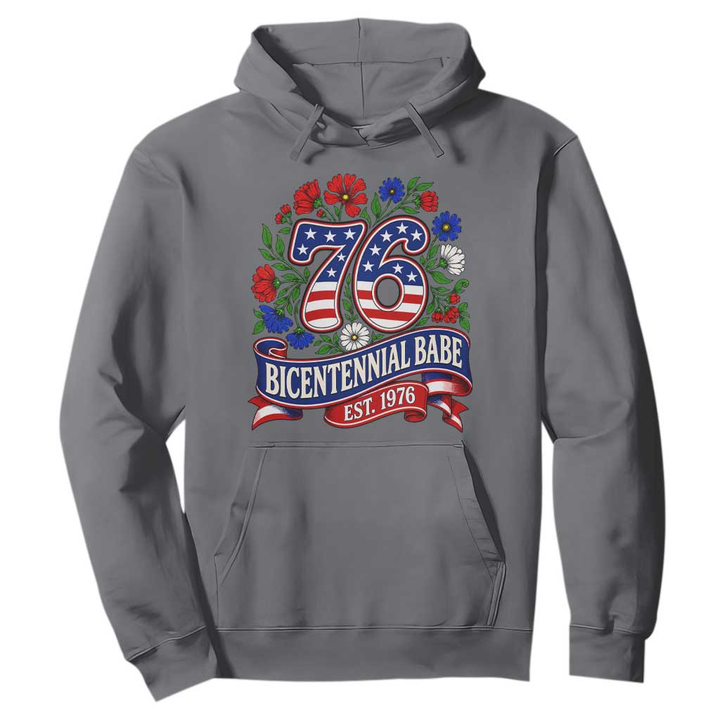 Bicentennial Babe 50th Birthday Hoodie Vintage 1976 Retro USA Floral TS11 Charcoal Print Your Wear