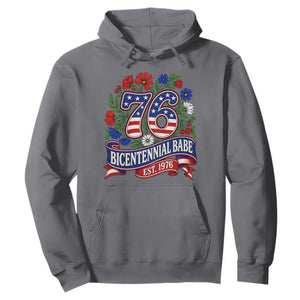 Bicentennial Babe 50th Birthday Hoodie Vintage 1976 Retro USA Floral TS11 Charcoal Print Your Wear