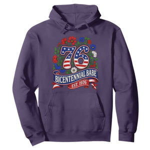 Bicentennial Babe 50th Birthday Hoodie Vintage 1976 Retro USA Floral TS11 Purple Print Your Wear
