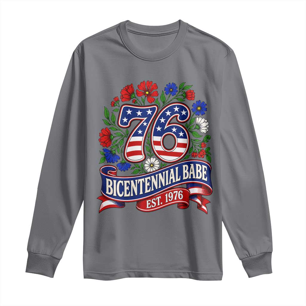 Bicentennial Babe 50th Birthday Long Sleeve Shirt Vintage 1976 Retro USA Floral TS11 Charcoal Print Your Wear