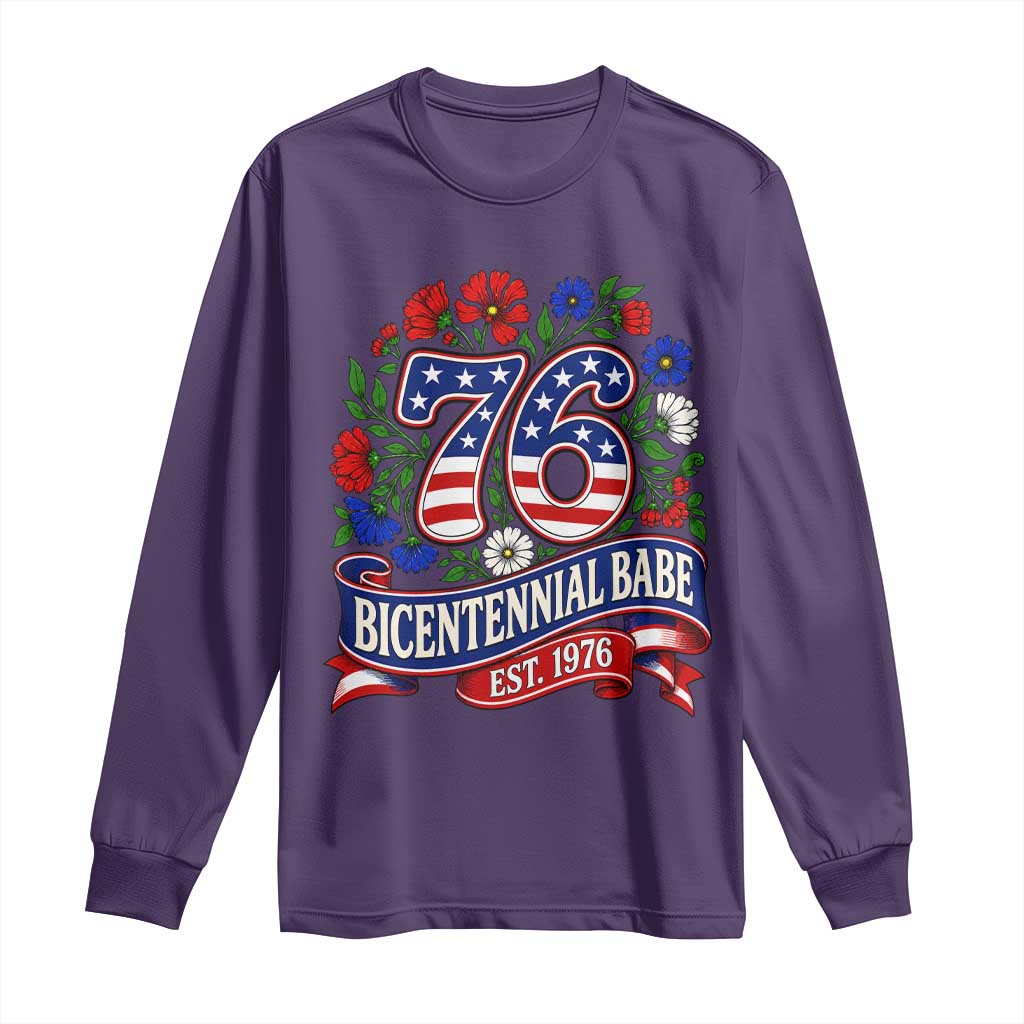 Bicentennial Babe 50th Birthday Long Sleeve Shirt Vintage 1976 Retro USA Floral TS11 Purple Print Your Wear