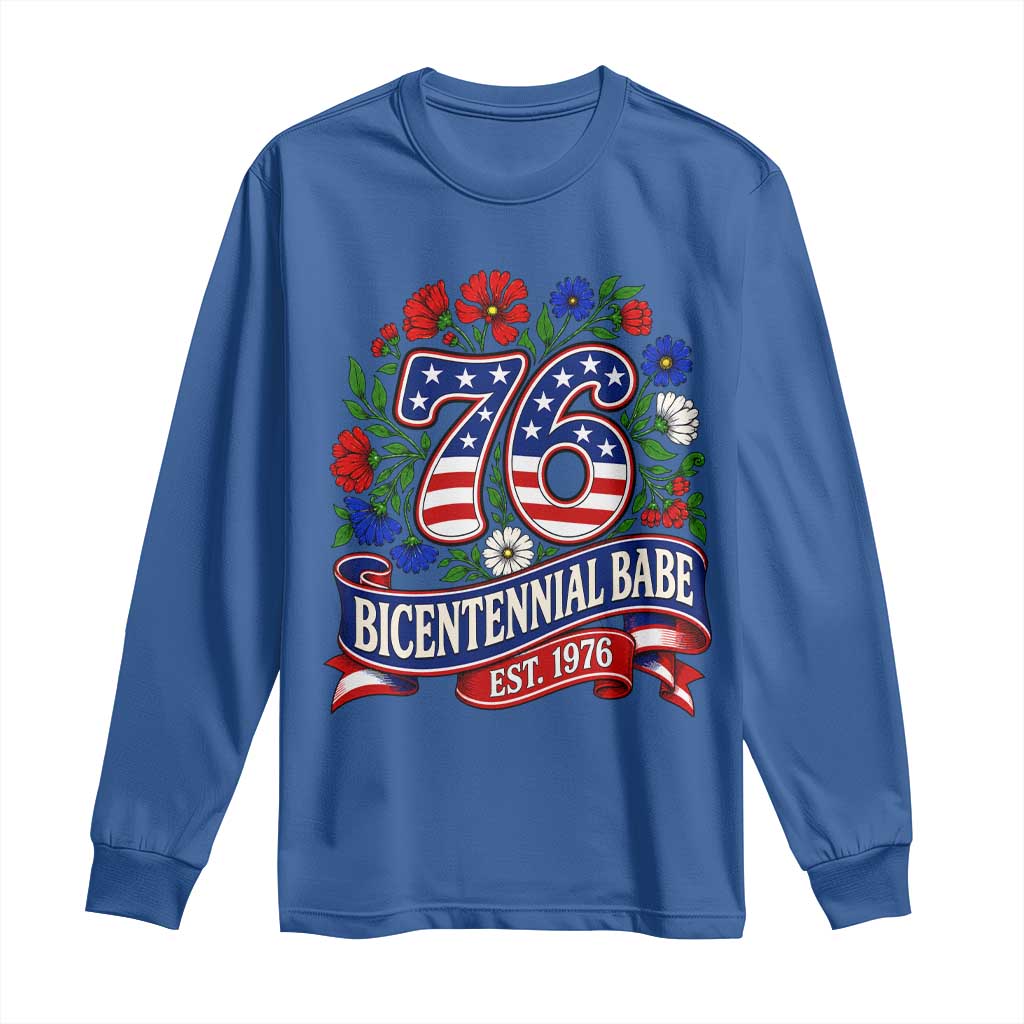 Bicentennial Babe 50th Birthday Long Sleeve Shirt Vintage 1976 Retro USA Floral TS11 Royal Blue Print Your Wear