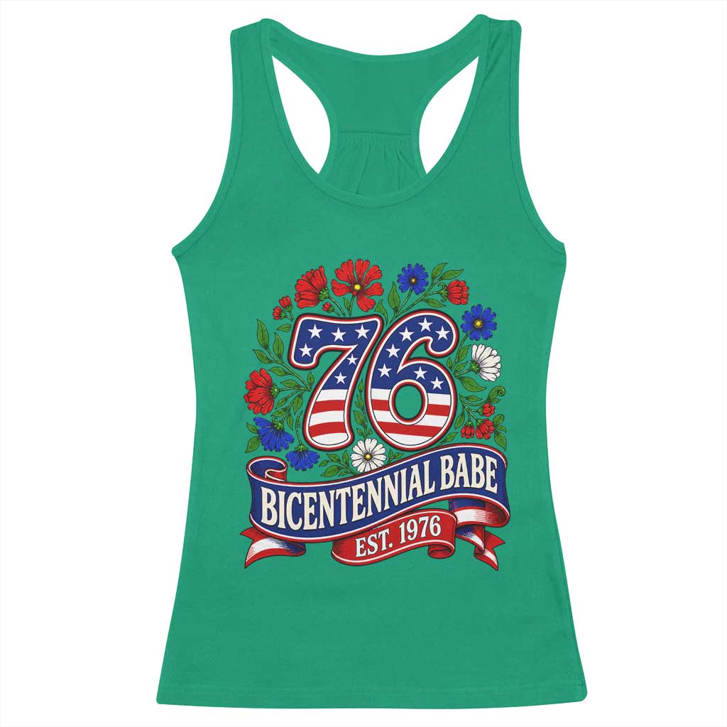 Bicentennial Babe 50th Birthday Racerback Tank Top Vintage 1976 Retro USA Floral TS11 Irish Green Print Your Wear