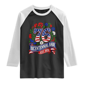 Bicentennial Babe 50th Birthday Raglan Shirt Vintage 1976 Retro USA Floral