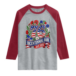 Bicentennial Babe 50th Birthday Raglan Shirt Vintage 1976 Retro USA Floral