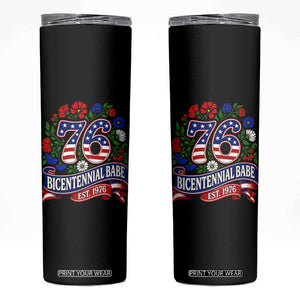 Bicentennial Babe 50th Birthday Skinny Tumbler Vintage 1976 Retro USA Floral